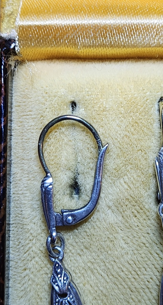 Boucle d oreille trembleuse en argent et  diamant vers 1920-photo-2