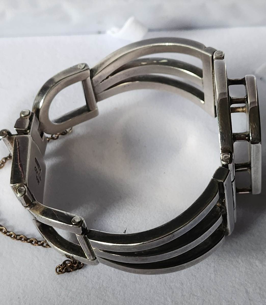 Bracelet manchette en argent et soladite art deco-photo-2