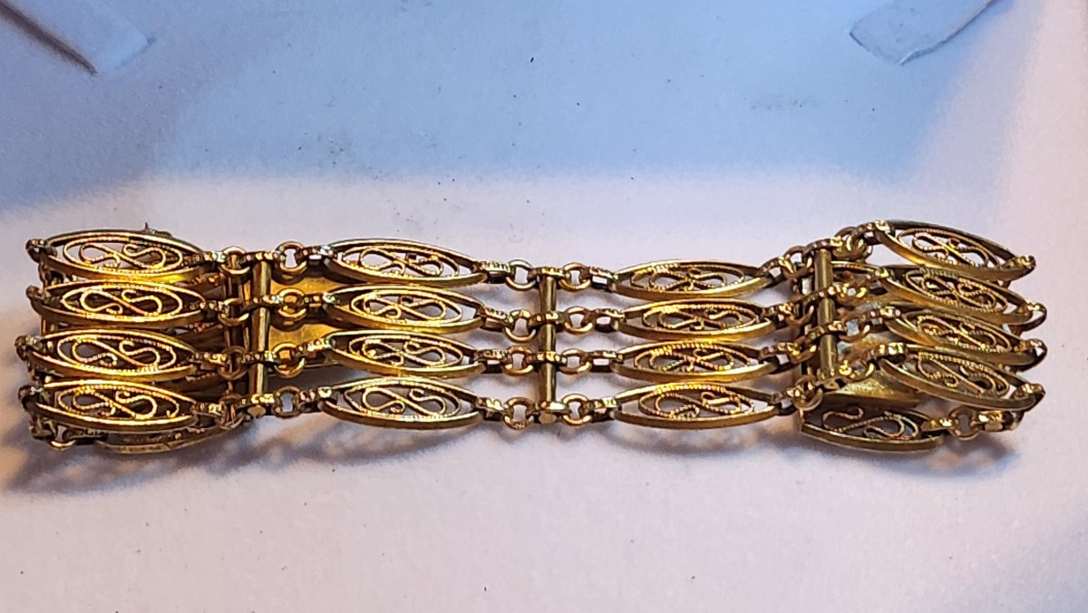 Bracelet a maillons 4 rangs  en vermeil  19 ème siècle -photo-2