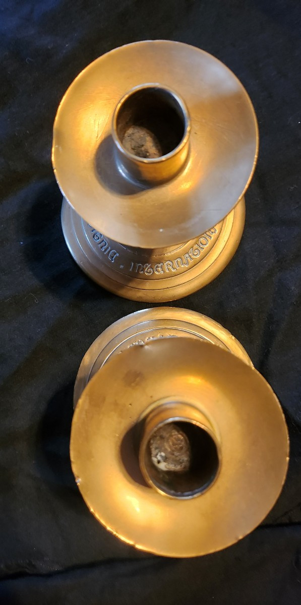 Pair Of Bronze Candlesticks, Compagnie Internationale Des Wagons-lits (international Sleeping Car Company)-photo-1