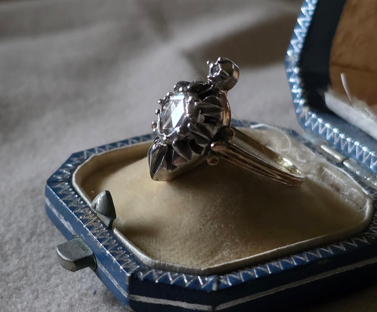18th Century Gold, Silver, And Diamond Blessing Heart Ring-photo-4
