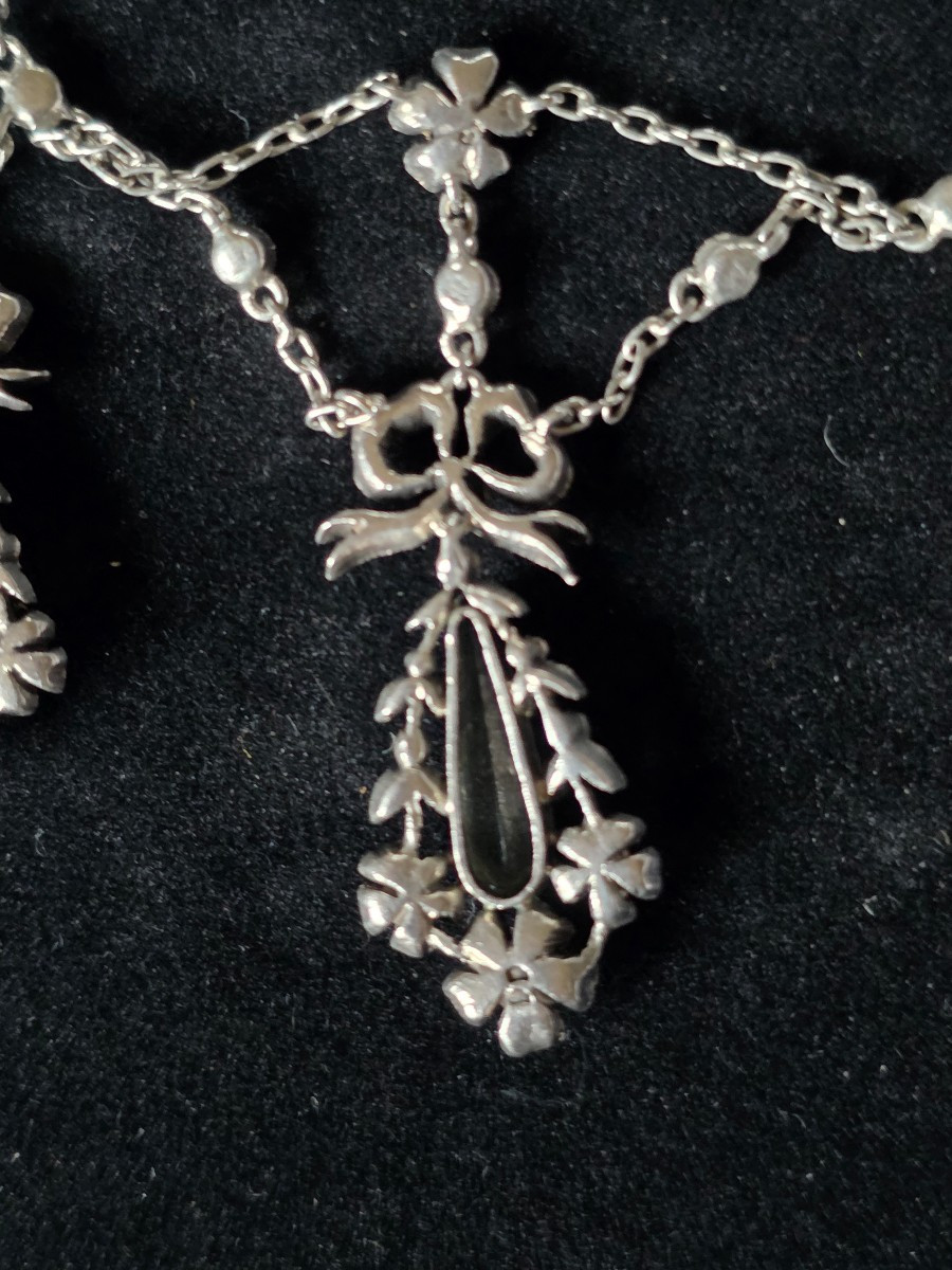 Collier a pampilles en argent et pierres debut 19 eme-photo-1