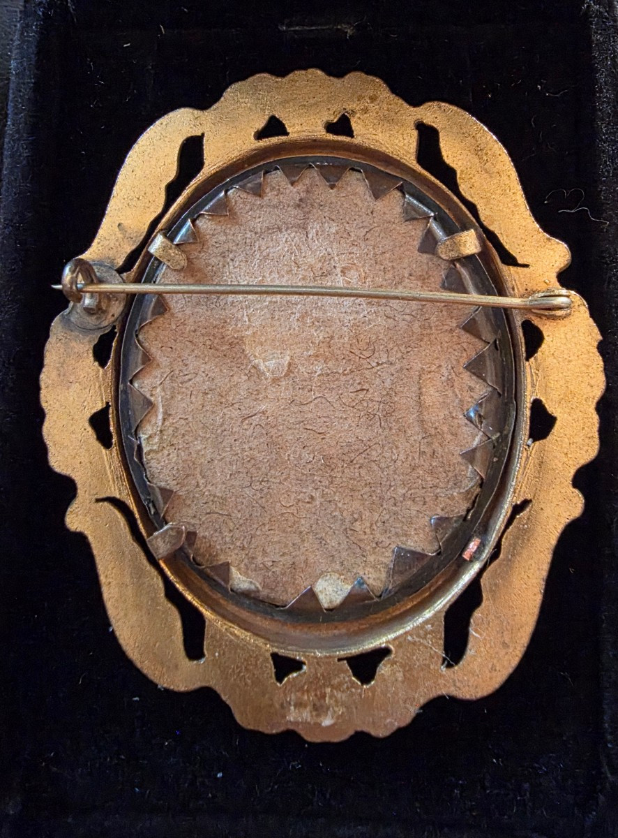 Broche sentimentale email sur cuivre et  devise 19 eme-photo-3