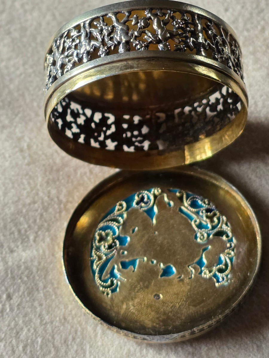 St georges boite vinaigrette en argent, email et plique a jour-photo-2