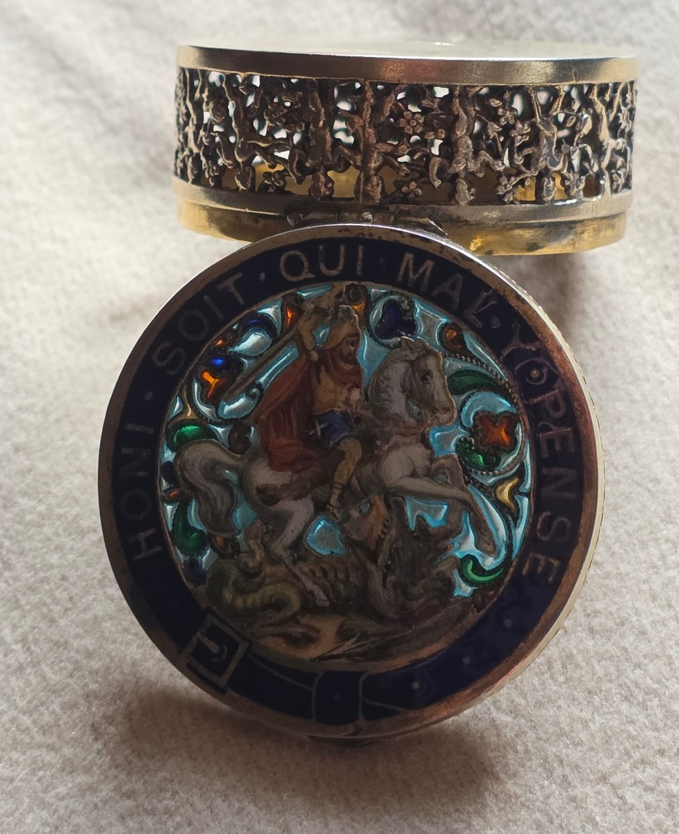 St georges boite vinaigrette en argent, email et plique a jour-photo-5