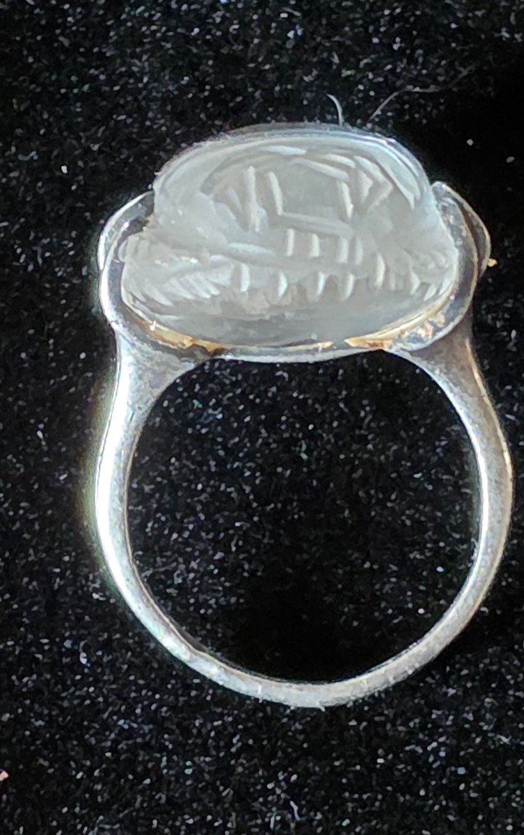 Art Nouveau Silver Ring With Rock Crystal Scarab-photo-4