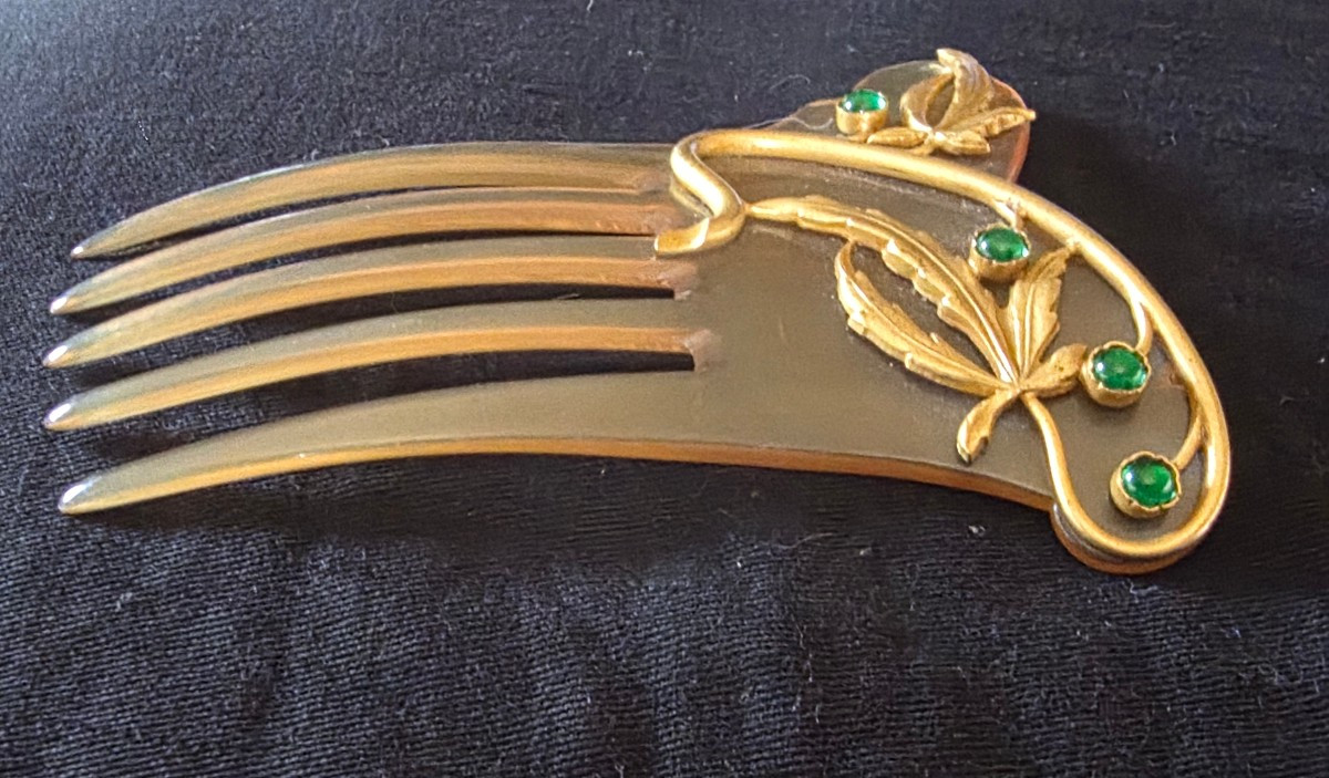 Art Nouveau Blonde Horn Hair Ornament-photo-4