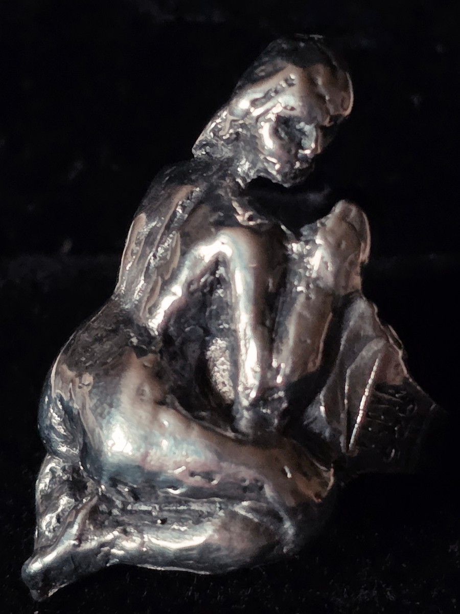 Nude Woman Ring In Silver, Circa 1950-photo-2