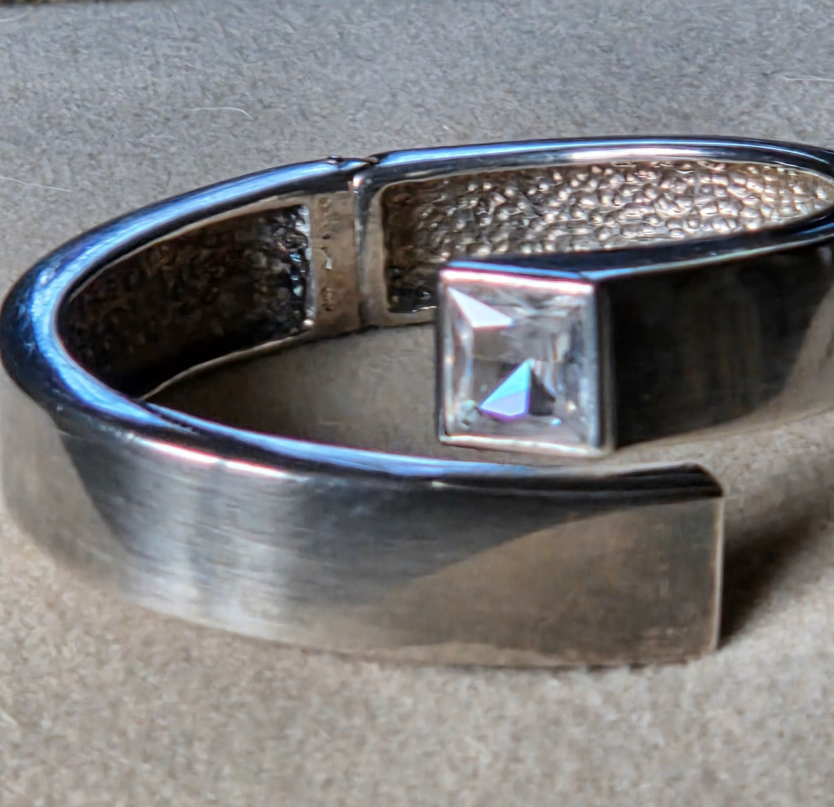 Bracelet  manchette en argent et cristal taille-photo-2