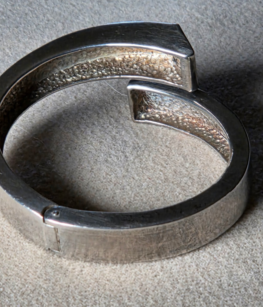 Bracelet  manchette en argent et cristal taille-photo-4