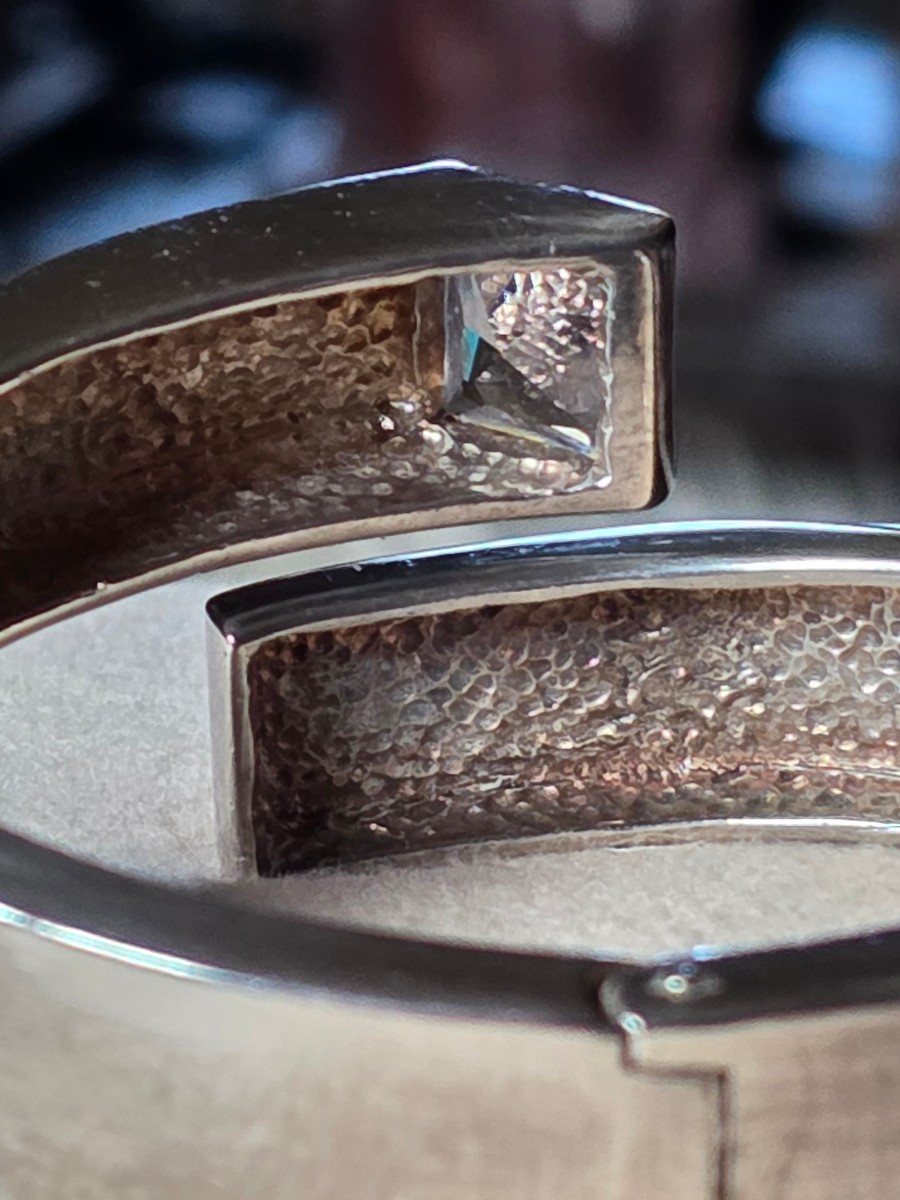 Bracelet  manchette en argent et cristal taille-photo-1