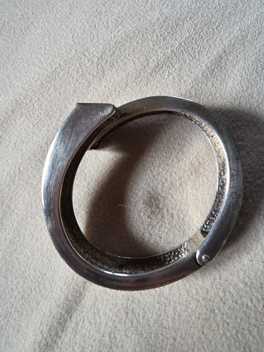 Bracelet  manchette en argent et cristal taille-photo-2