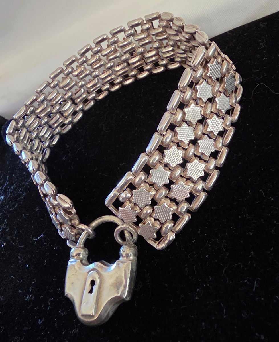 Silver Bracelet With Padlock Clasp 19th Century-photo-2