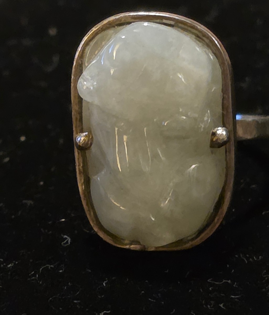 Silver And Jade Ring Carved With A "foo Dog"-photo-1