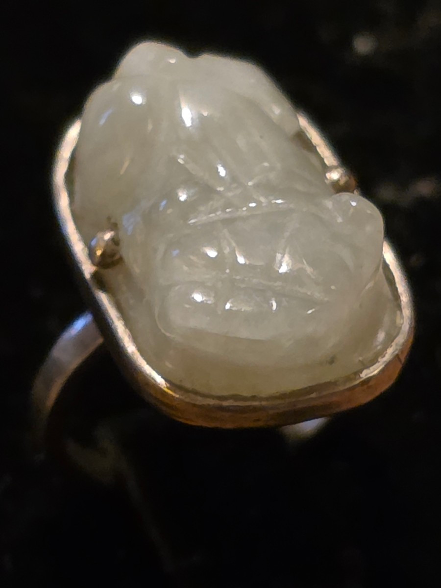 Silver And Jade Ring Carved With A "foo Dog"-photo-2