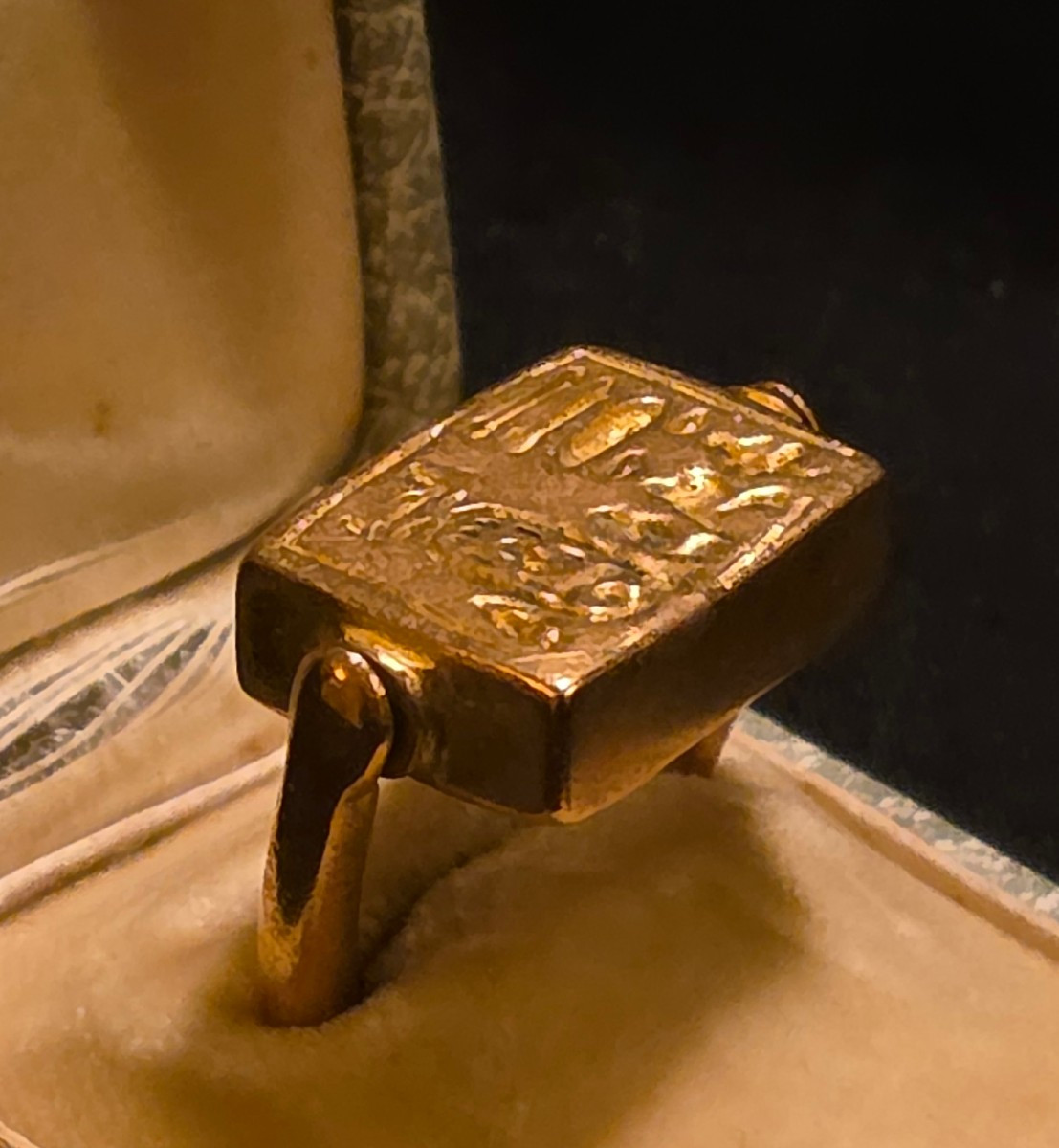 Grand Tour Bronze Hieroglyphic Seal Ring-photo-4