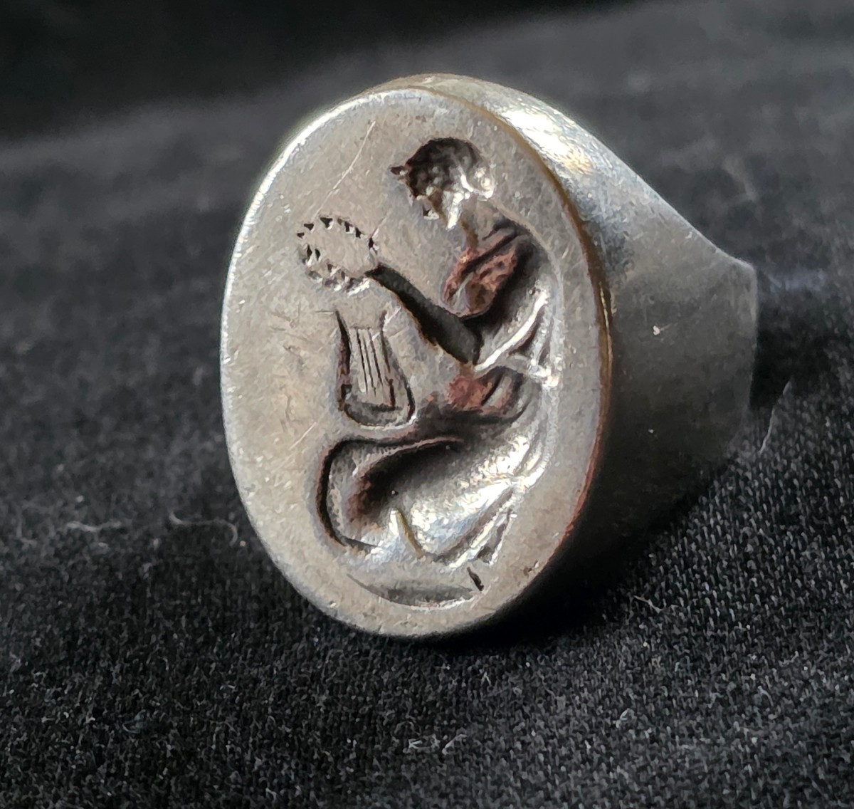 Silver Signet Ring With Intaglio Decoration 