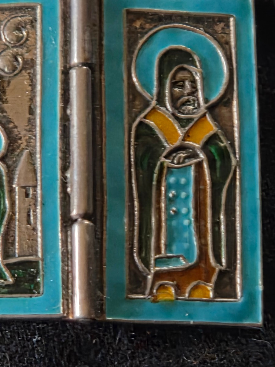 Pendentif icone miniature en argent emaille-photo-1