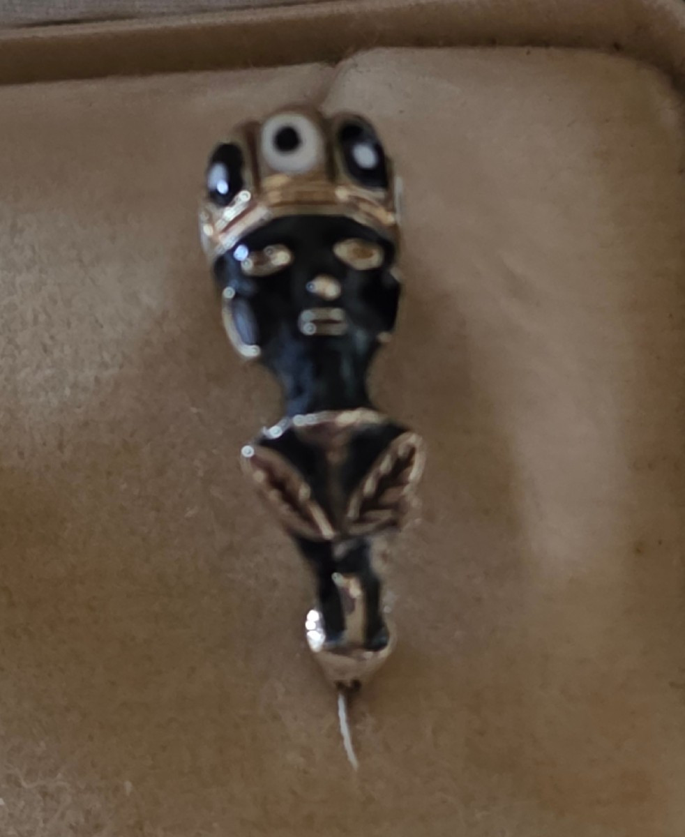 Boucle d oreille tete de mauresque en or emaille 19 eme-photo-3