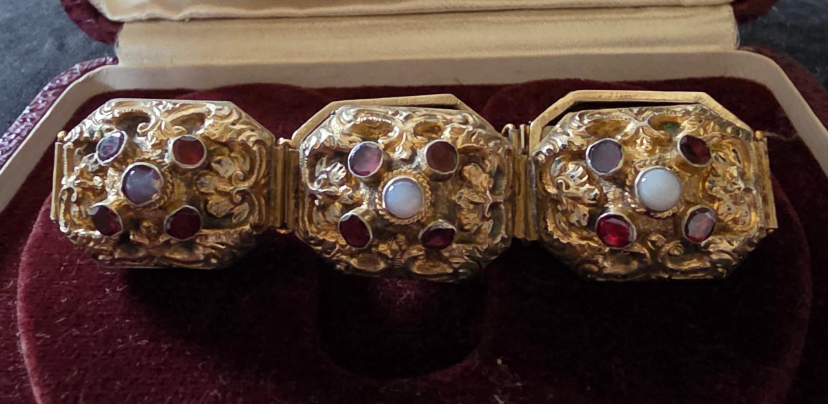19th Century Vermeil And Garnet Bracelet-photo-2