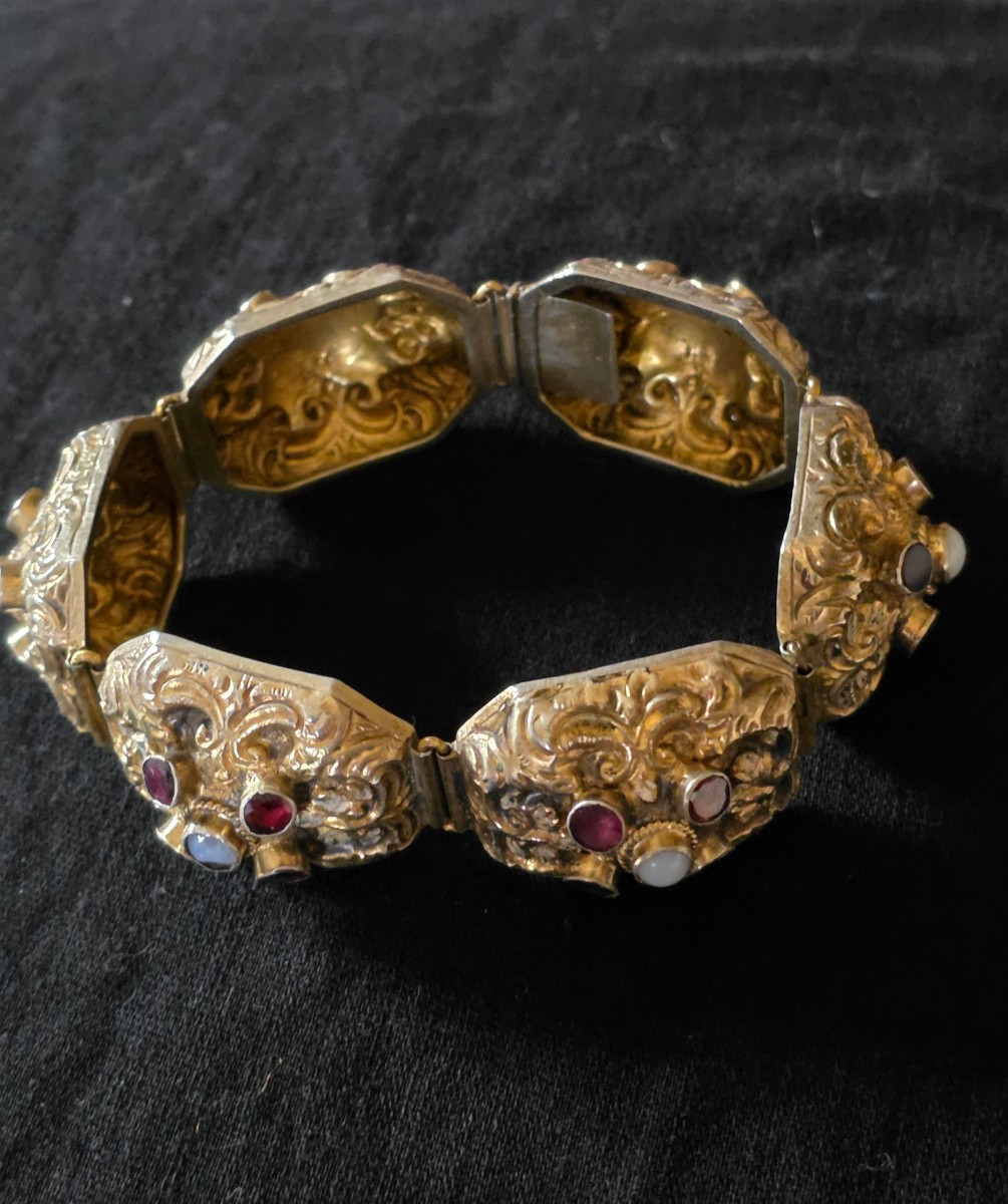 19th Century Vermeil And Garnet Bracelet-photo-1