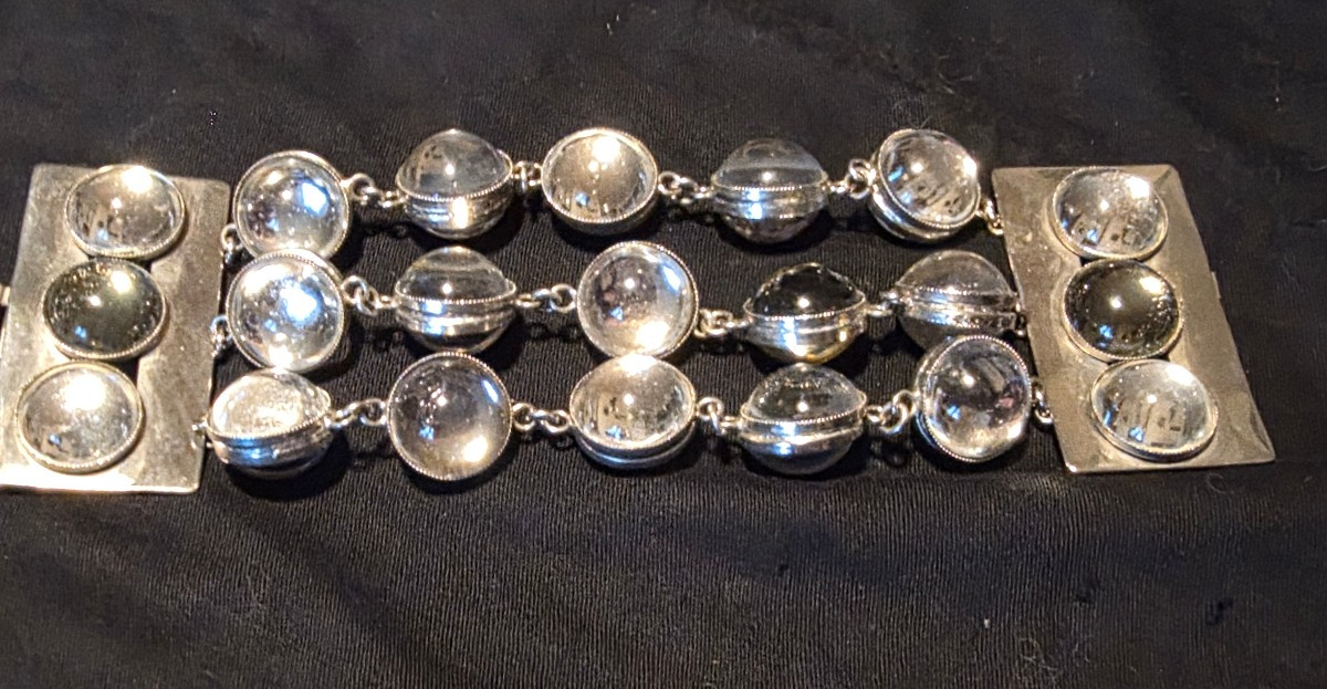 Bracelet d artiste en chrome et boules de cristal  vers 1960-photo-3