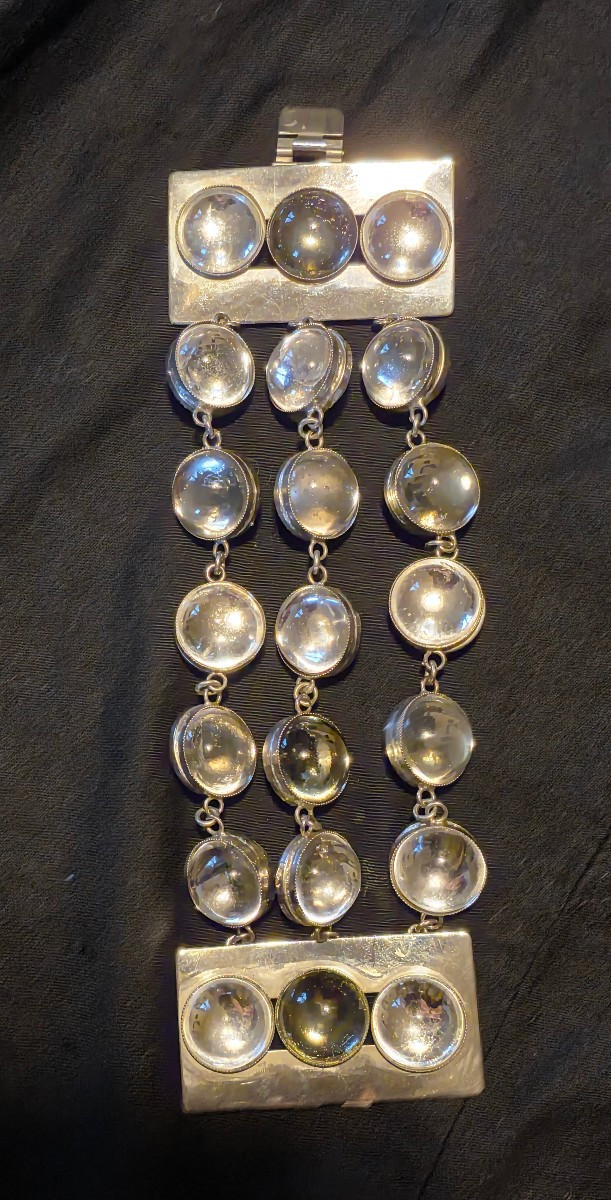Bracelet d artiste en chrome et boules de cristal  vers 1960-photo-2