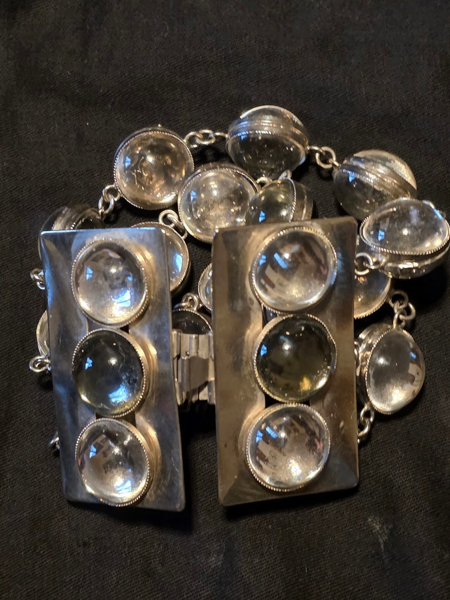 Bracelet d artiste en chrome et boules de cristal  vers 1960-photo-4