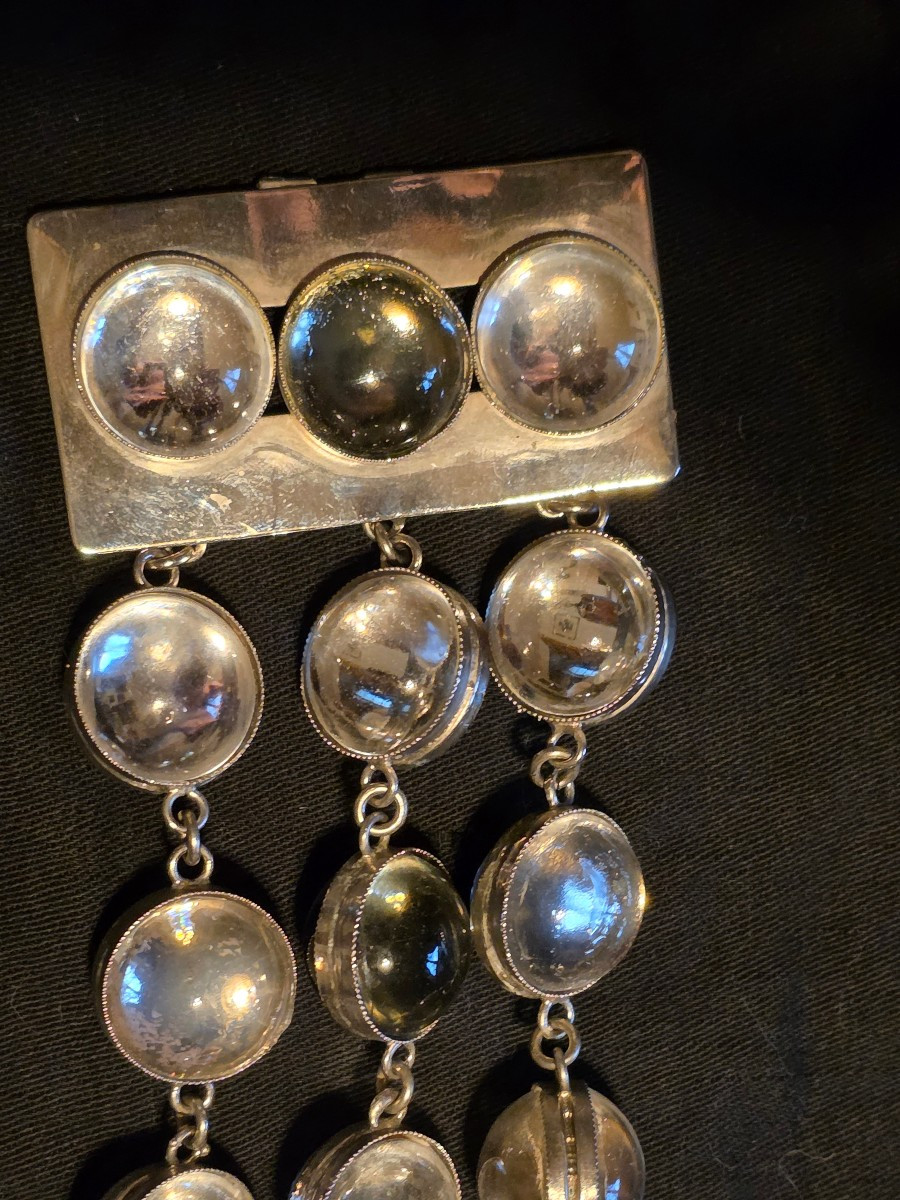 Bracelet d artiste en chrome et boules de cristal  vers 1960-photo-1