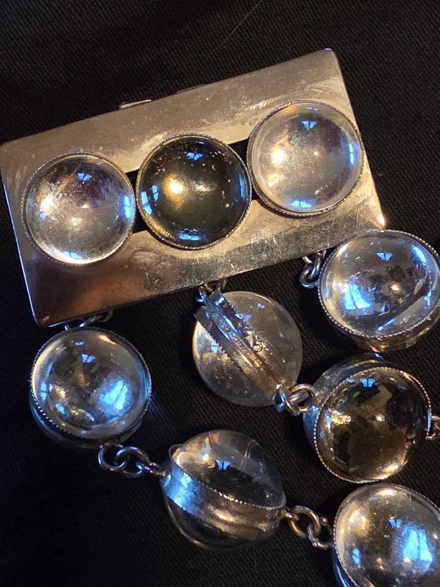 Bracelet d artiste en chrome et boules de cristal  vers 1960-photo-3