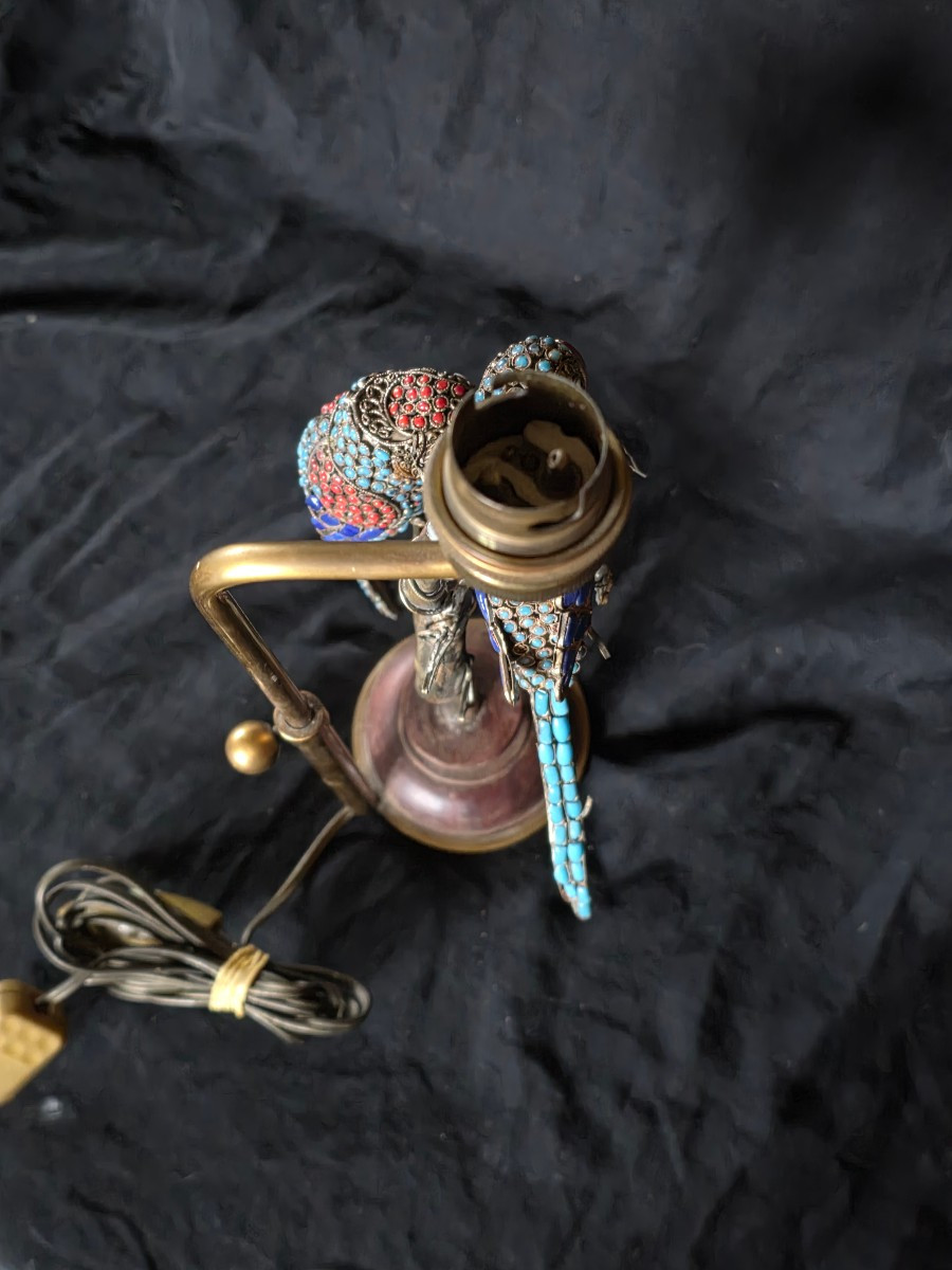Inseparable Lamp In Brass Cloisonné With Glass Paste -photo-3