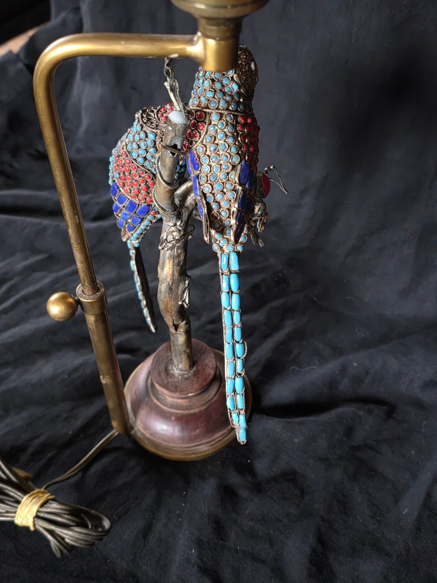 Inseparable Lamp In Brass Cloisonné With Glass Paste -photo-4