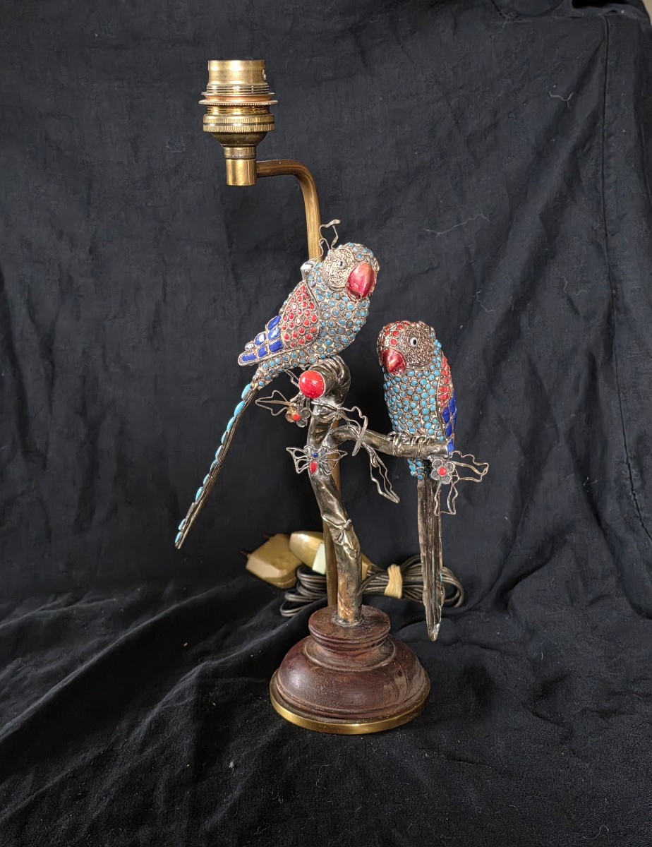 Inseparable Lamp In Brass Cloisonné With Glass Paste -photo-2