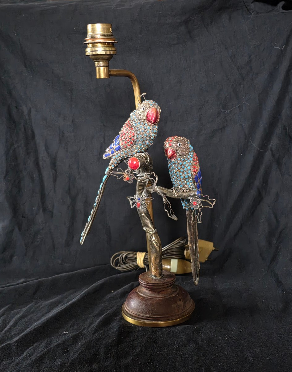 Inseparable Lamp In Brass Cloisonné With Glass Paste 