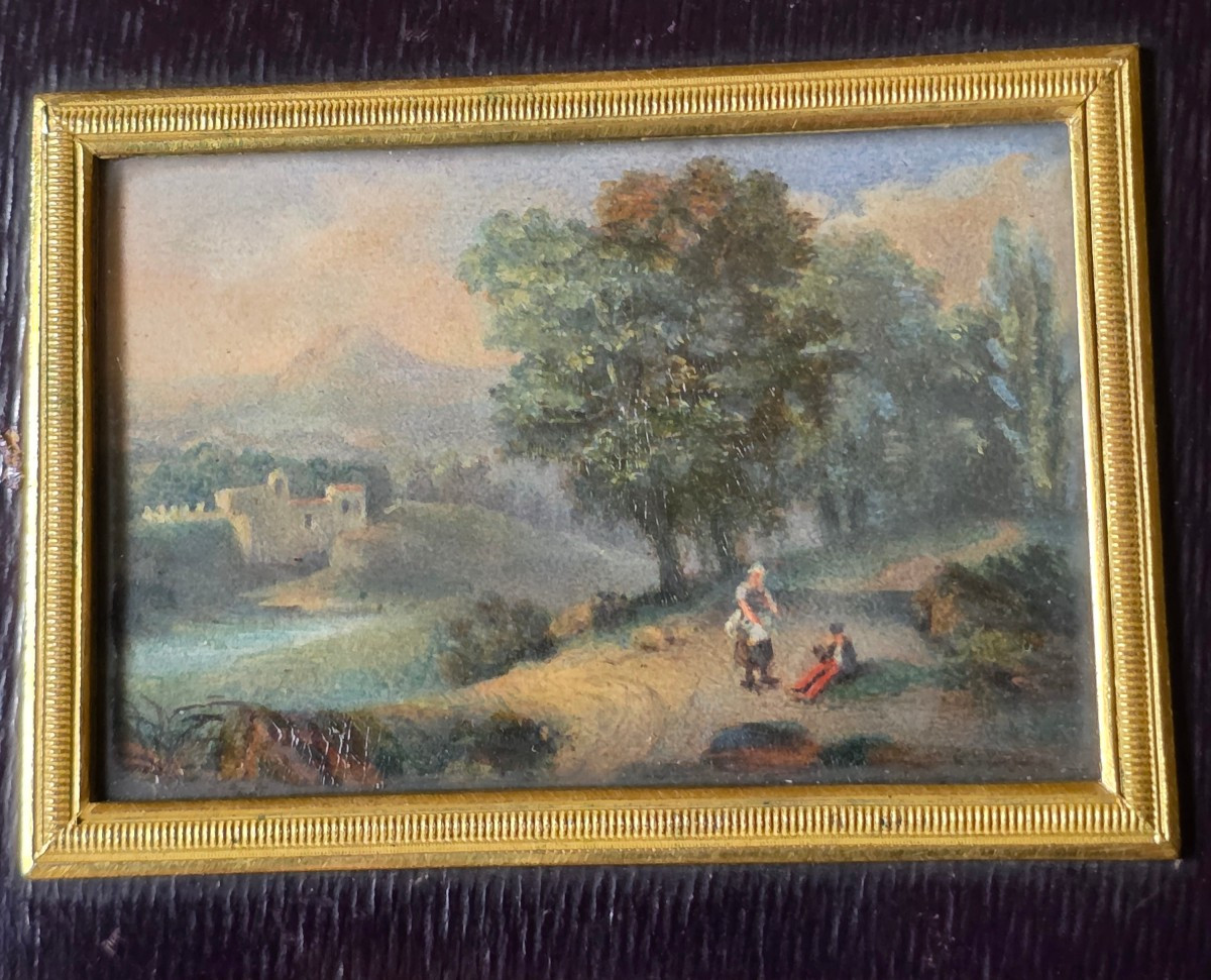 Carnet intime en maroquin violet et miniature 19 eme-photo-2