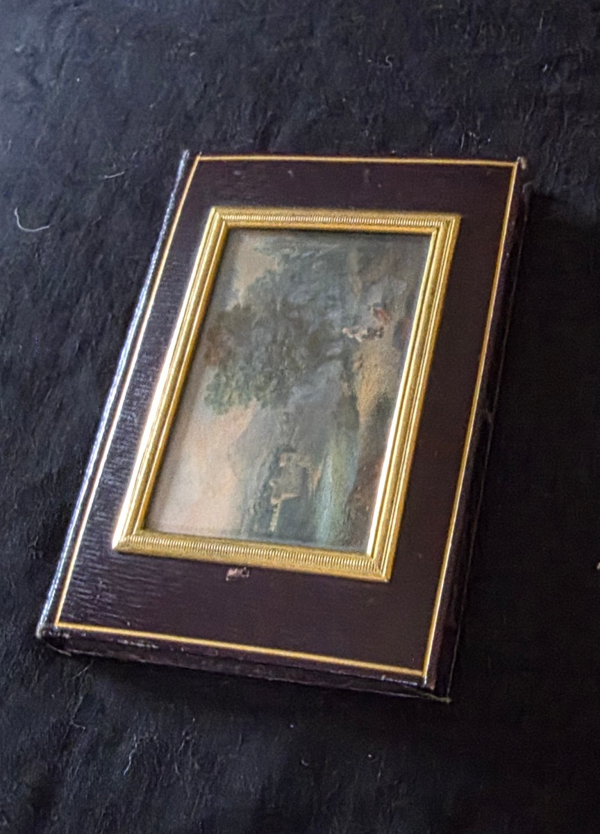 Carnet intime en maroquin violet et miniature 19 eme