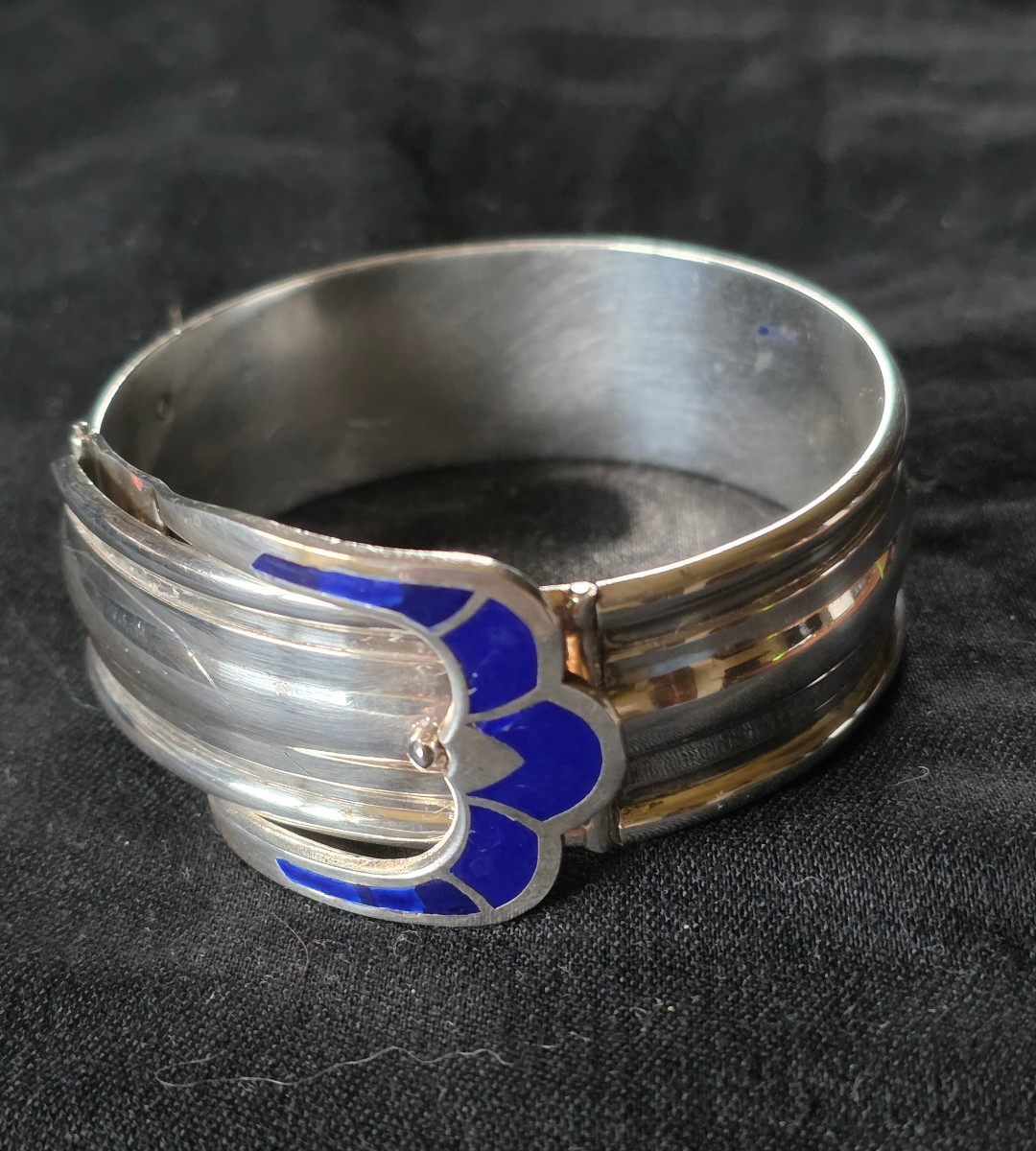 Enamelled Silver Belt Bracelet-photo-2
