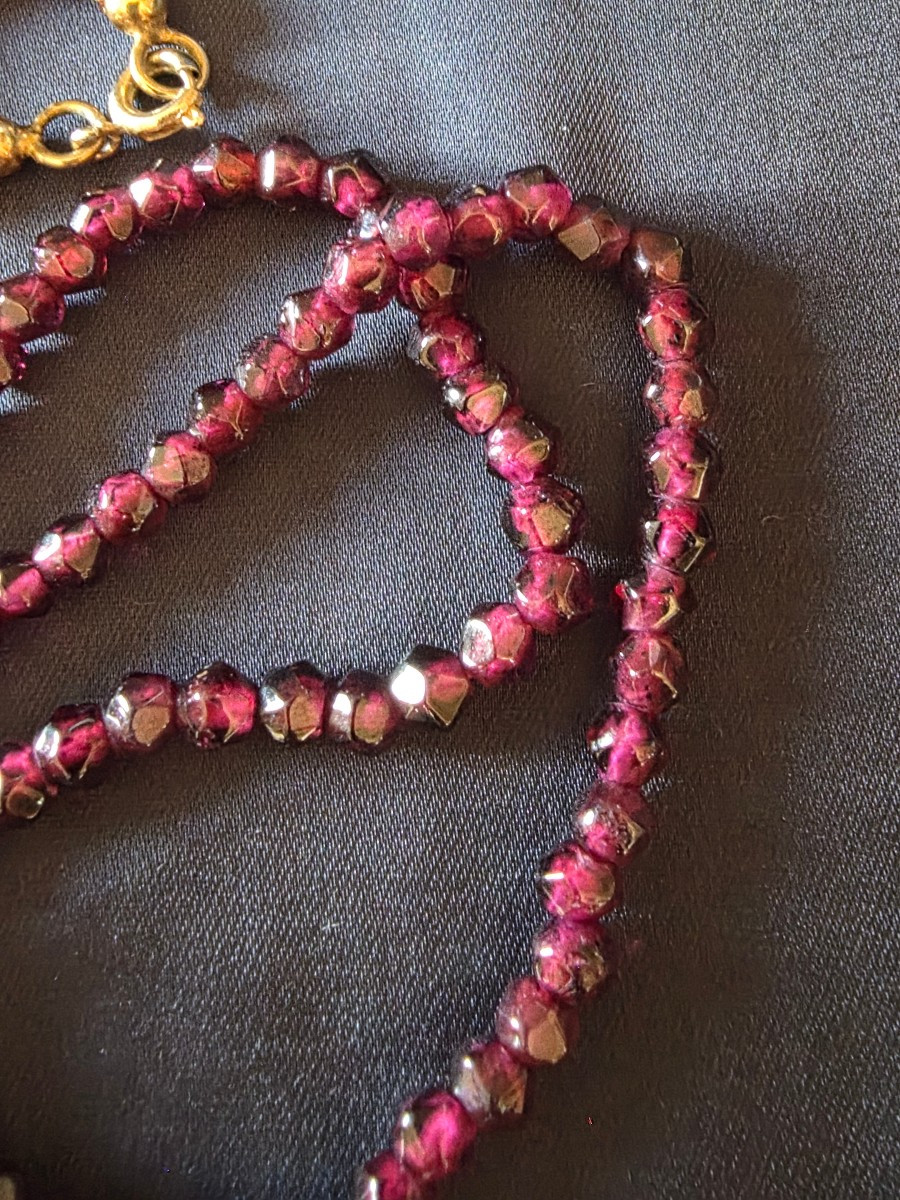 Collier  en grenat et pendentif articulé en vermeil-photo-4