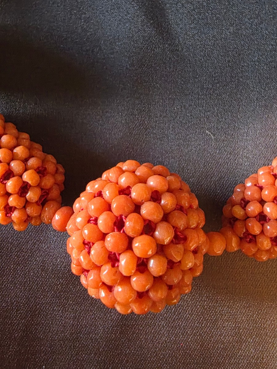 Braided Coral Necklace Circa 1930-photo-2