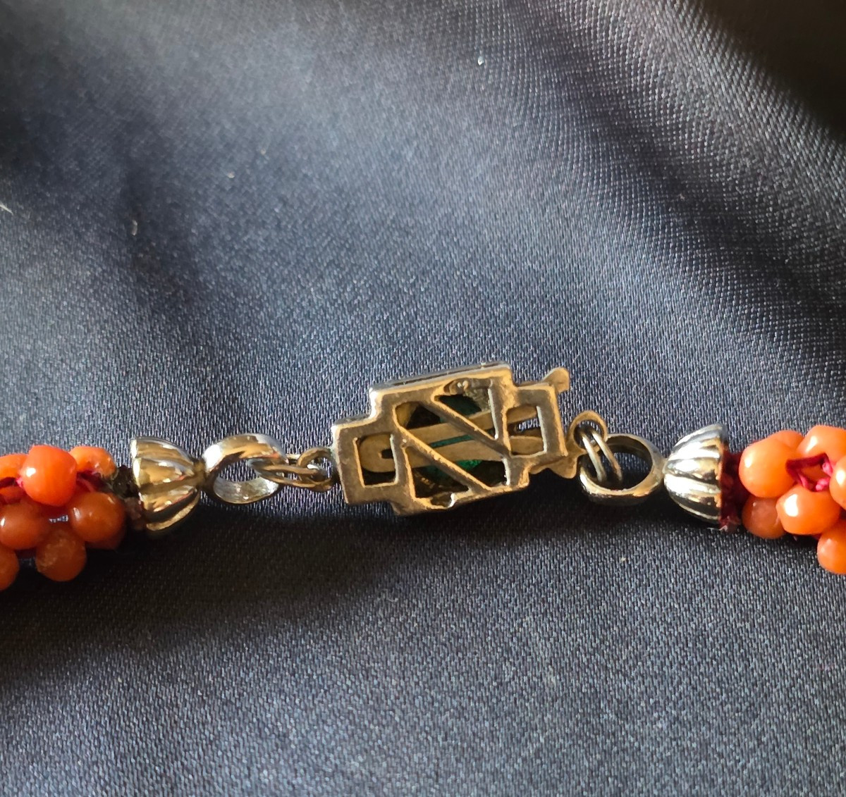 Braided Coral Necklace Circa 1930-photo-4