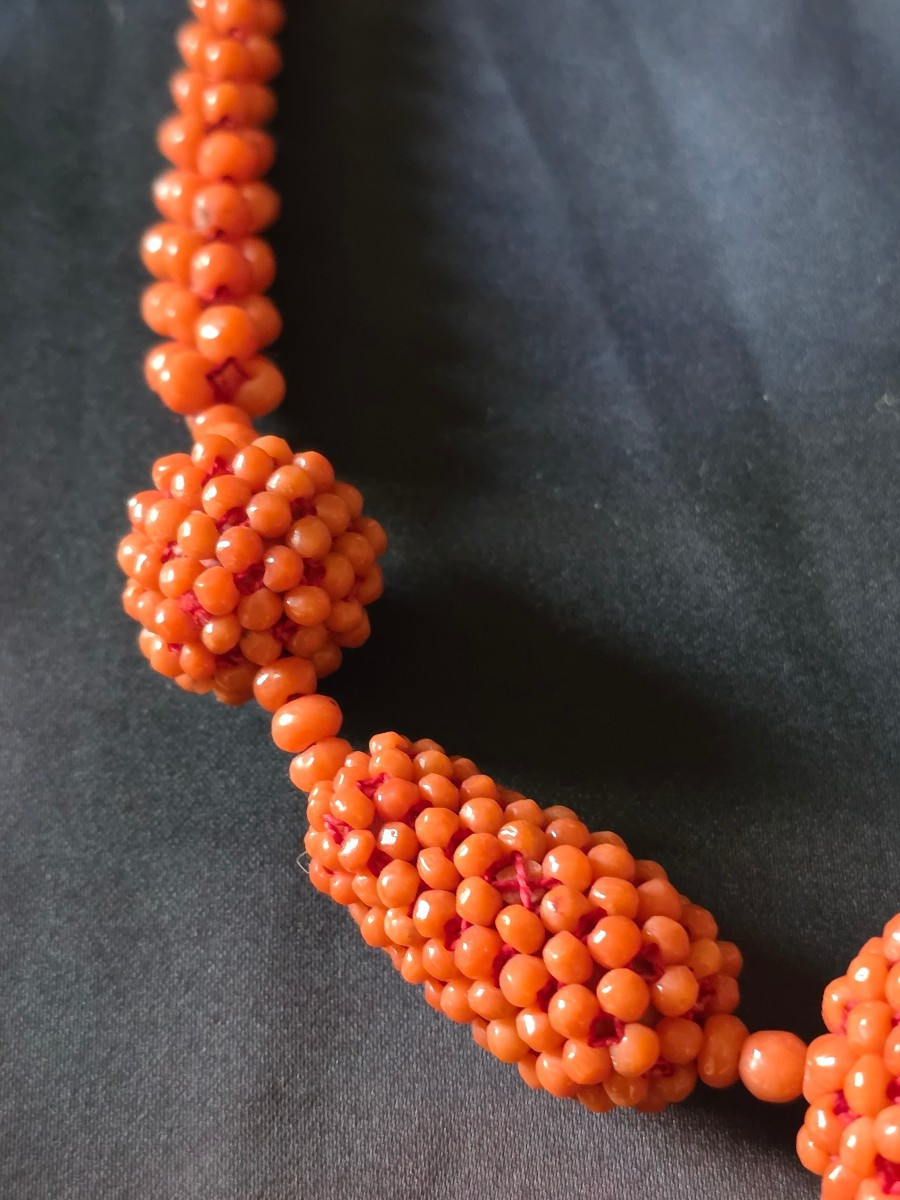 Braided Coral Necklace Circa 1930-photo-1