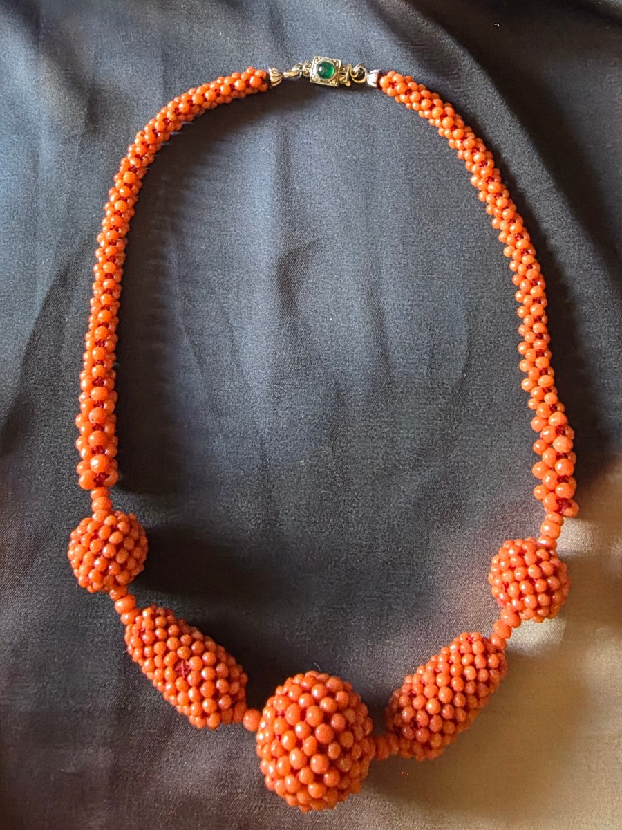 Braided Coral Necklace Circa 1930