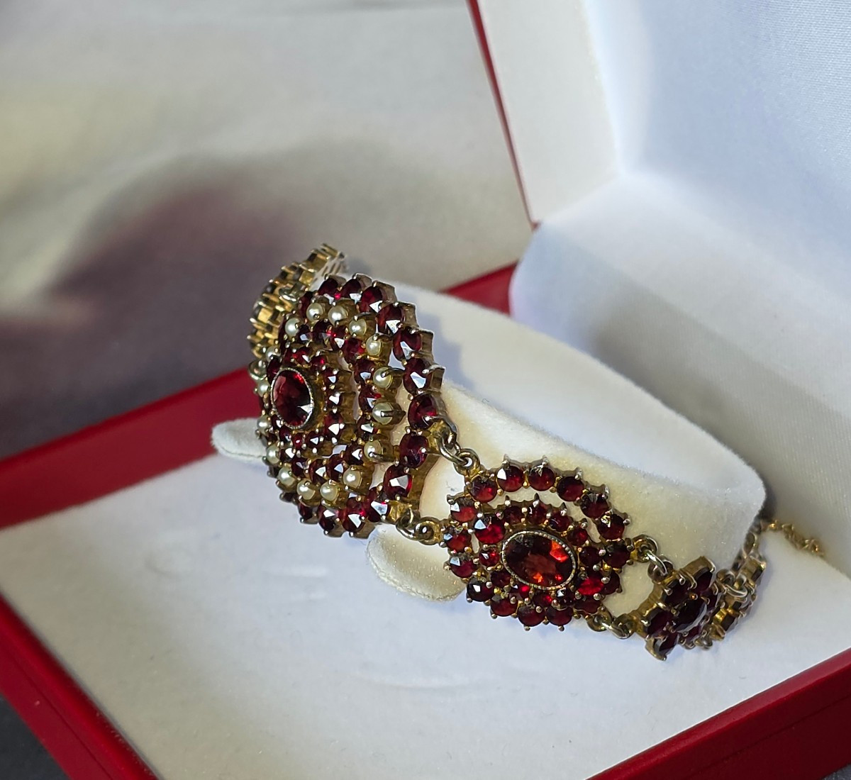 Bracelet en vermeil grenats et perles-photo-2