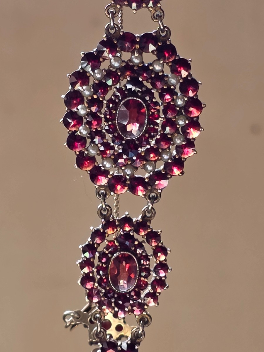 Bracelet en vermeil grenats et perles-photo-1