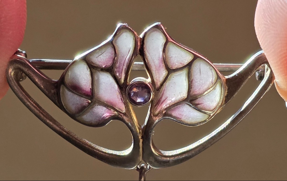 Heinrich Levinger broche en plique a jours art nouveau -photo-4