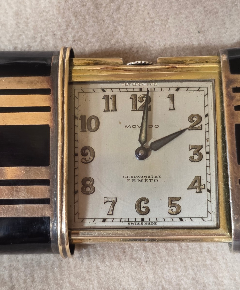 Montre pendentif vermeil et laque arr deco-photo-4