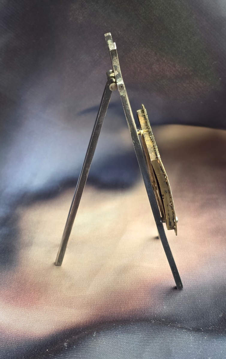 Chevalet en argent et tableau  miniature de franck Brissot19 eme siecle-photo-1