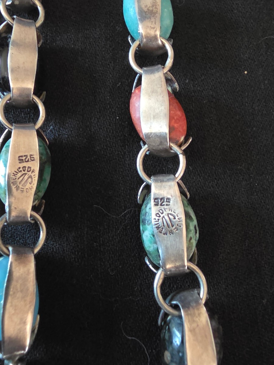 Paire de bracelet en argent et pierres vers 1950-photo-4