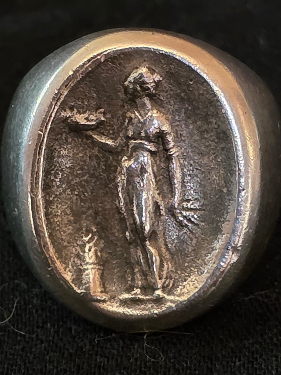 Engraved Silver Signet Ring With Intaglio-photo-3