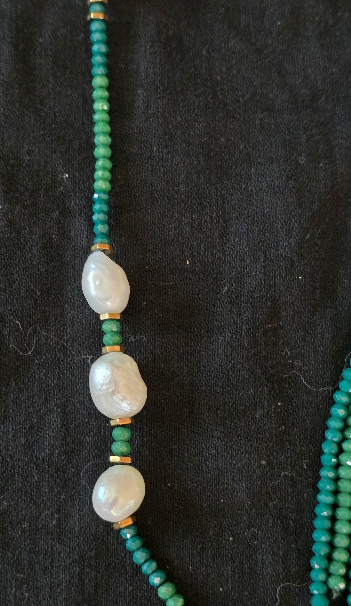 Long Necklace In Silver, Pearls And Agates-photo-1
